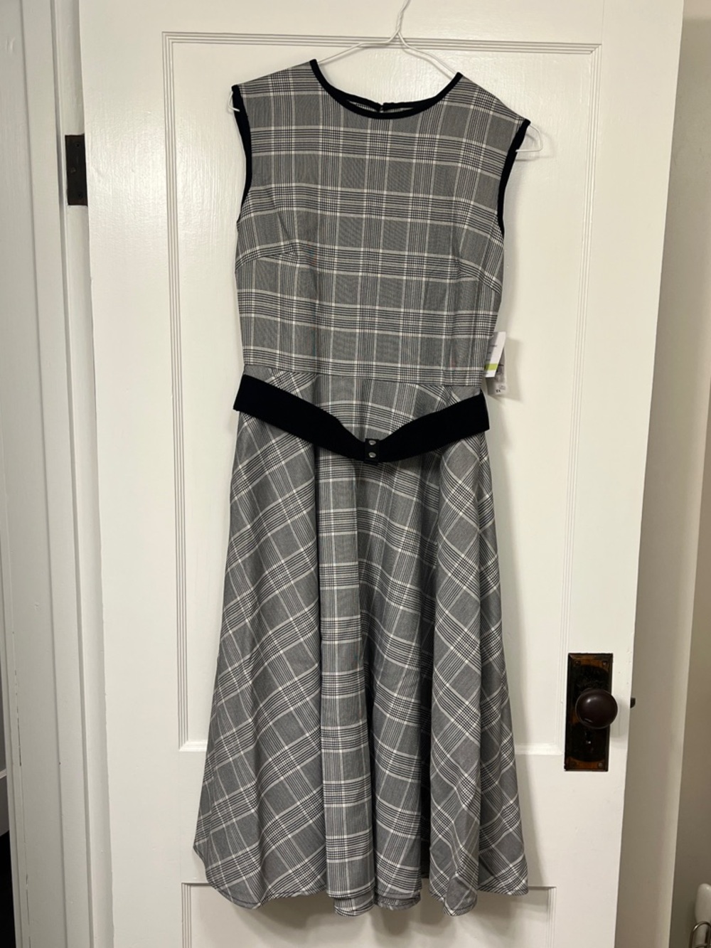 Danny & Nicole Grey Plaid Sleeveless Fit-and-Flare Dress